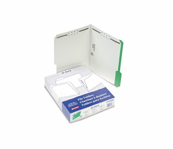 ESS21329 Folders with Embossed Fasteners, 1/3 Cut Top Tab, Letter, Green, 50/Box By ESSELTE PENDAFLEX CORP.