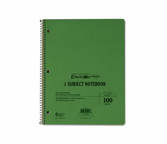ESS25207 Wirelock Subject Notebook, College/Med Rule, 8-1/2 x 11, WE, 100 Sheets By AMPAD/DIV. OF AMERCN PD&PPR