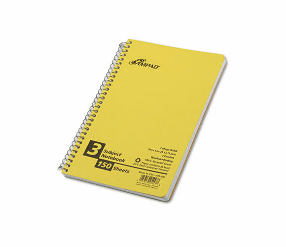 ESS25447 Small Size Notebook, College/Medium Rule, 6 x 9-1/2, White, 150 Sheets/Pad By AMPAD/DIV. OF AMERCN PD&PPR