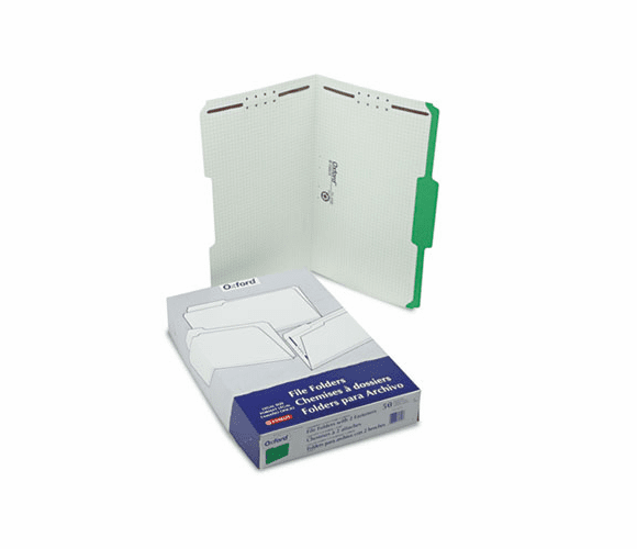 ESS31329 Folders with Embossed Fasteners, 1/3 Cut Top Tab, Legal, Green, 50/Box By ESSELTE PENDAFLEX CORP.