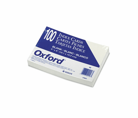 ESS40 Unruled Index Cards, 4 x 6, White, 100/Pack By ESSELTE PENDAFLEX CORP.