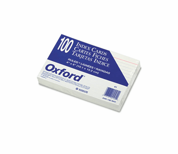 ESS41 Ruled Index Cards, 4 x 6, White, 100/Pack By ESSELTE PENDAFLEX CORP.