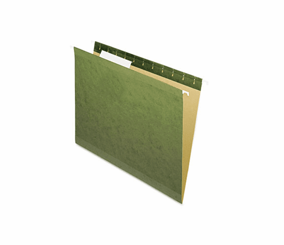 ESS4152 Reinforced Hanging File Folders, Untabbed, Kraft, Letter, Standard Green, 25/Box By ESSELTE PENDAFLEX CORP.
