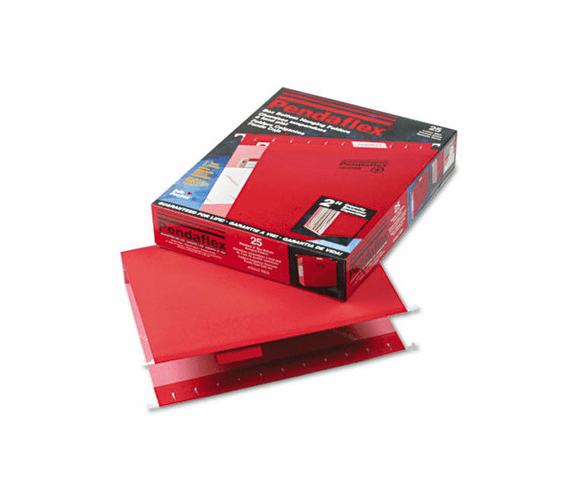 ESS4152X2RED Reinforced 2" Extra Capacity Hanging Folders, Letter, Red, 25/Box By ESSELTE PENDAFLEX CORP.