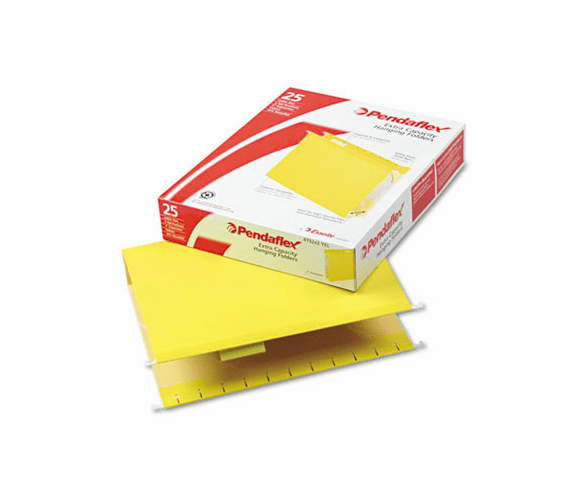 ESS4152X2YEL Reinforced 2" Extra Capacity Hanging Folders, Letter, Yellow, 25/Box By ESSELTE PENDAFLEX CORP.
