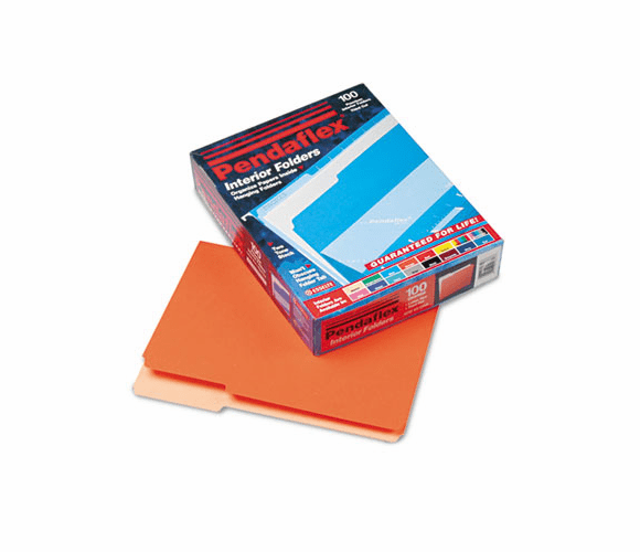 ESS421013ORA Interior File Folders, 1/3 Cut Top Tab, Letter, Orange, 100/Box By ESSELTE PENDAFLEX CORP.