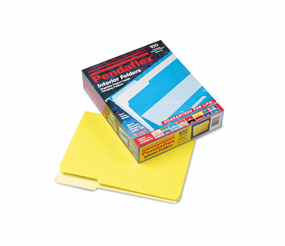 ESS421013YEL Interior File Folders, 1/3 Cut Top Tab, Letter, Yellow, 100/Box By ESSELTE PENDAFLEX CORP.