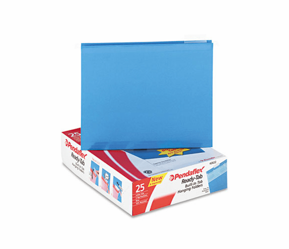 ESS42622 Ready-Tab Lift Tab Reinforced Hanging File Folders, 1/5 Tab, Letter, Blue, 25/BX By ESSELTE PENDAFLEX CORP.