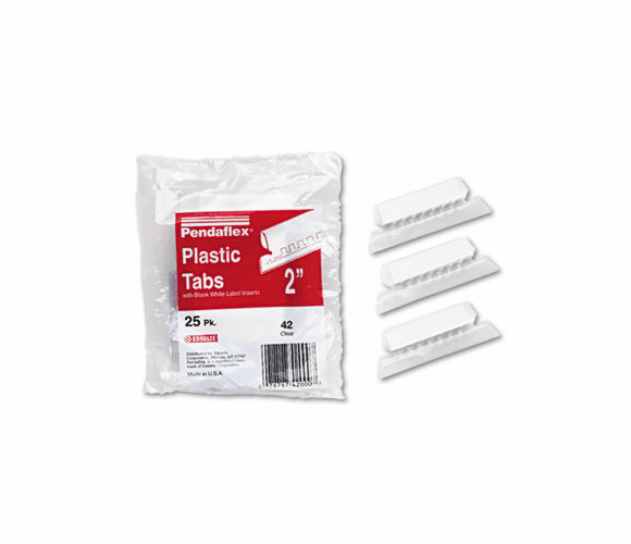 ESS42CR Hanging File Folder Tabs, 1/5 Tab, Two Inch, Clear Tab/White Insert, 25/Pack By ESSELTE PENDAFLEX CORP.