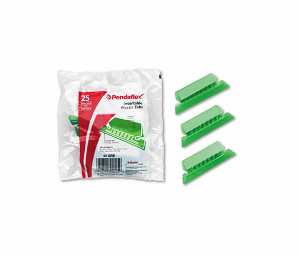 ESS42GRE Hanging File Folder Tabs, 1/5 Tab, Two Inch, Green Tab/White Insert, 25/Pack By ESSELTE PENDAFLEX CORP.