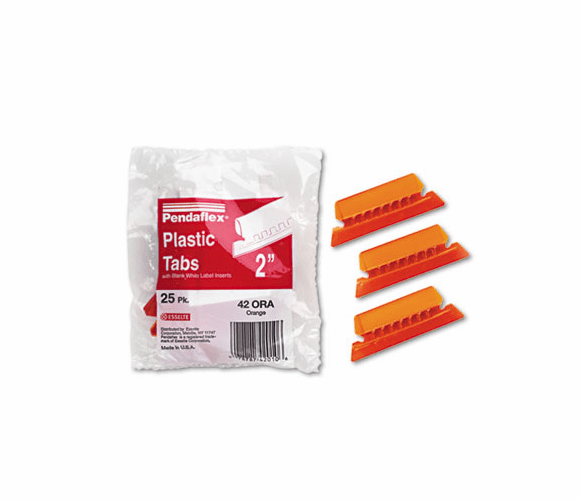 ESS42ORA Hanging File Folder Tabs, 1/5 Tab, Two Inch, Orange Tab/White Insert, 25/Pack By ESSELTE PENDAFLEX CORP.