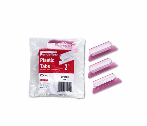 ESS42PIN Hanging File Folder Tabs, 1/5 Tab, Two Inch, Pink Tab/White Insert, 25/Pack By ESSELTE PENDAFLEX CORP.