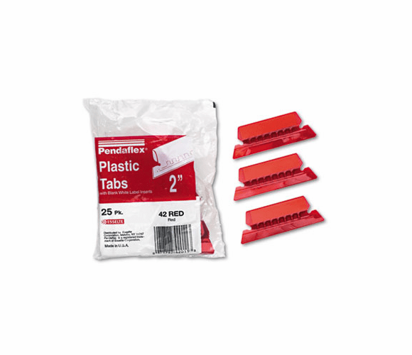 ESS42RED Hanging File Folder Tabs, 1/5 Tab, Two Inch, Red Tab/White Insert, 25/Pack By ESSELTE PENDAFLEX CORP.