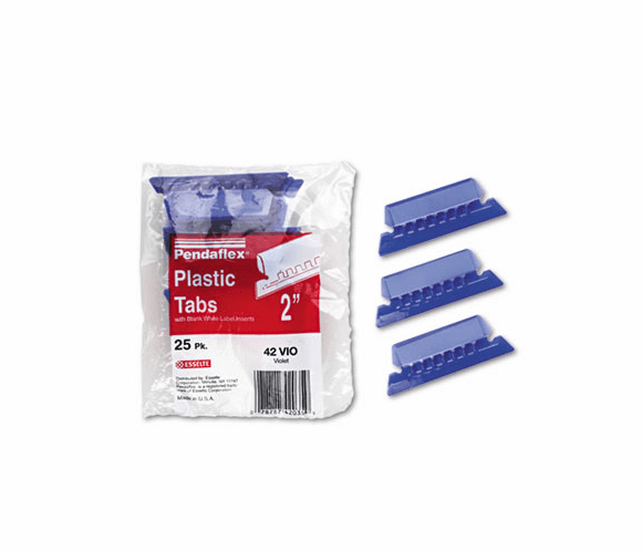 ESS42VIO Hanging File Folder Tabs, 1/5 Tab, Two Inch, Violet Tab/White Insert, 25/Pack By ESSELTE PENDAFLEX CORP.