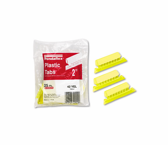 ESS42YEL Hanging File Folder Tabs, 1/5 Tab, Two Inch, Yellow Tab/White Insert, 25/Pack By ESSELTE PENDAFLEX CORP.