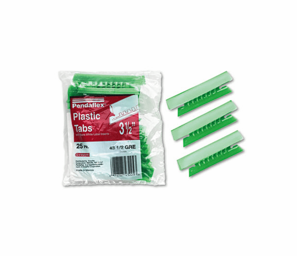 ESS4312GRE Hanging File Folder Tabs, 1/3 Tab, 3 1/2 Inch, Green Tab/White Insert, 25/Pack By ESSELTE PENDAFLEX CORP.