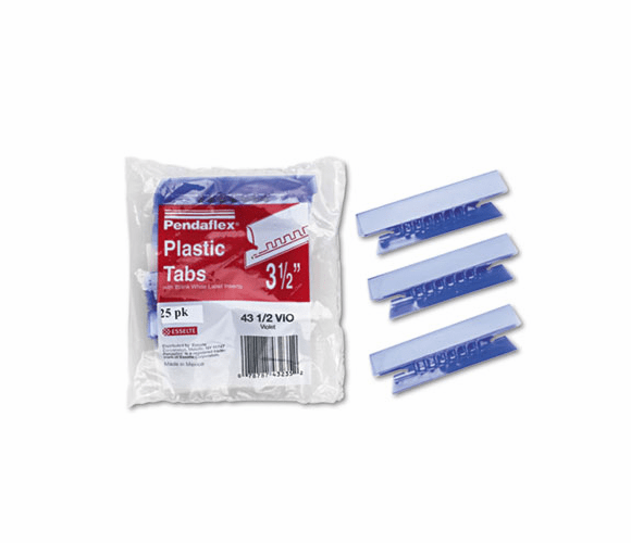 ESS4312VIO Hanging File Folder Tabs, 1/3 Tab, 3 1/2 Inch, Violet Tab/White Insert, 25/Pack By ESSELTE PENDAFLEX CORP.