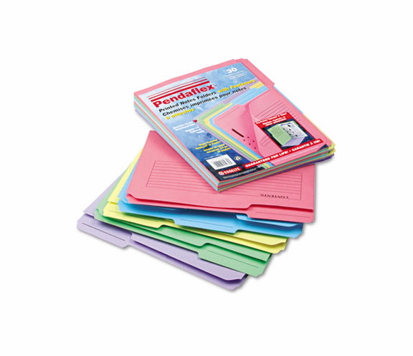ESS45270 Printed Notes Folders with Fastener, 1/3 Cut Top Tab, Letter, Assorted, 30/Pack By ESSELTE PENDAFLEX CORP.