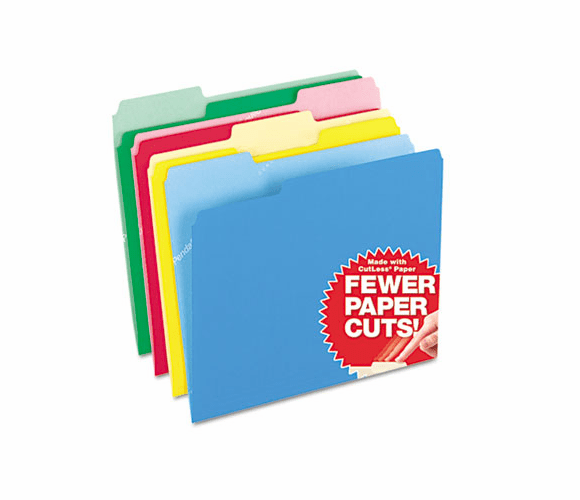 ESS48440 CutLess File Folders, 1/3 Cut Top Tab, Letter, Assorted, 100/Box By ESSELTE PENDAFLEX CORP.
