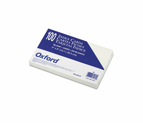 ESS50 Unruled Index Cards, 5 x 8, White, 100/Pack By ESSELTE PENDAFLEX CORP.