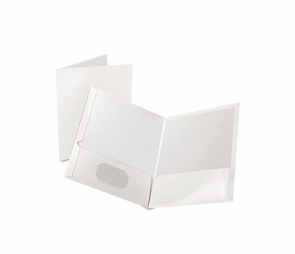 ESS51704 High Gloss Laminated Paperboard Folder, 100-Sheet Capacity, White, 25/Box By ESSELTE PENDAFLEX CORP.
