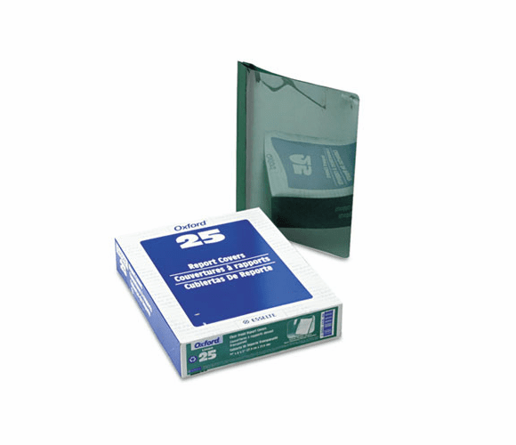 ESS53342 Linen Report Cover, Tang Clip, Letter, 1/2" Capacity, Clear/Green, 25/Box By ESSELTE PENDAFLEX CORP.