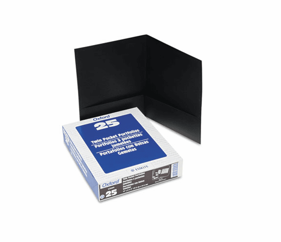 ESS53406 Twin-Pocket Linen Paper Portfolio, Black By ESSELTE PENDAFLEX CORP.