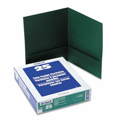 ESS53434 Twin-Pocket Portfolio, Linen, Paper, Hunter Green By ESSELTE PENDAFLEX CORP.