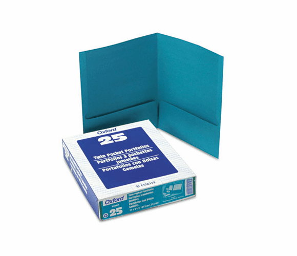 ESS53442 Twin-Pocket Linen Paper Portfolio, Teal By ESSELTE PENDAFLEX CORP.