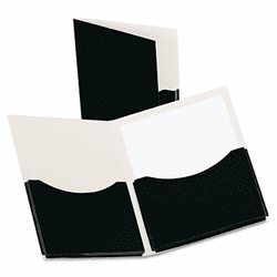 ESS54406 Double Stuff Gusseted 2-Pocket Laminated Paper Folder, 200-Sheet Capacity, Black By ESSELTE PENDAFLEX CORP.