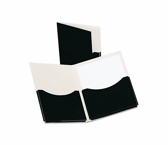 ESS54406 Double Stuff Gusseted 2-Pocket Laminated Paper Folder, 200-Sheet Capacity, Black By ESSELTE PENDAFLEX CORP.