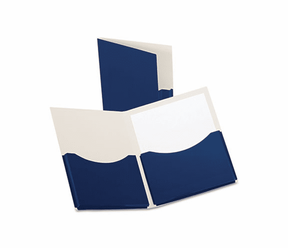 ESS54443 Double Stuff Gusseted 2-Pocket Laminated Paper Folder, 200-Sheet Capacity, Navy By ESSELTE PENDAFLEX CORP.