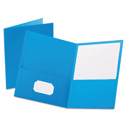 ESS57501 Twin-Pocket Portfolio, Embossed Leather Grain Paper, Light Blue By ESSELTE PENDAFLEX CORP.
