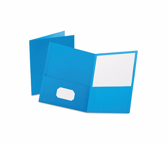 ESS57501 Twin-Pocket Portfolio, Embossed Leather Grain Paper, Light Blue By ESSELTE PENDAFLEX CORP.