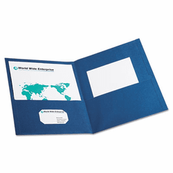 ESS57502 Twin-Pocket Portfolio, Embossed Leather Grain Paper, Blue By ESSELTE PENDAFLEX CORP.