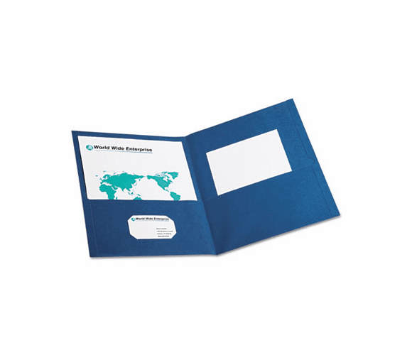 ESS57502 Twin-Pocket Portfolio, Embossed Leather Grain Paper, Blue By ESSELTE PENDAFLEX CORP.