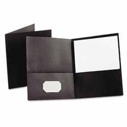 ESS57506 Twin-Pocket Portfolio, Embossed Leather Grain Paper, Black By ESSELTE PENDAFLEX CORP.