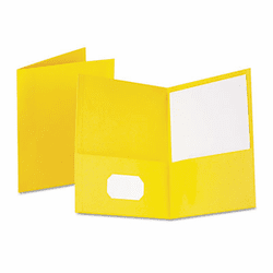 ESS57509 Twin-Pocket Portfolio, Embossed Leather Grain Paper, Yellow By ESSELTE PENDAFLEX CORP.