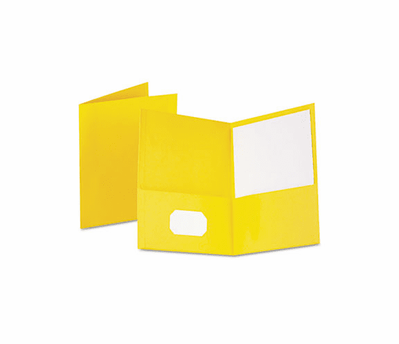 ESS57509 Twin-Pocket Portfolio, Embossed Leather Grain Paper, Yellow By ESSELTE PENDAFLEX CORP.