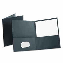 ESS57538 Twin-Pocket Portfolio, Embossed Leather Grain Paper, Dark Blue By ESSELTE PENDAFLEX CORP.