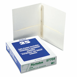 ESS57704 Paper Twin-Pocket Portfolio, Tang Clips, Letter, 1/2" Capacity, White, 25/Box By ESSELTE PENDAFLEX CORP.