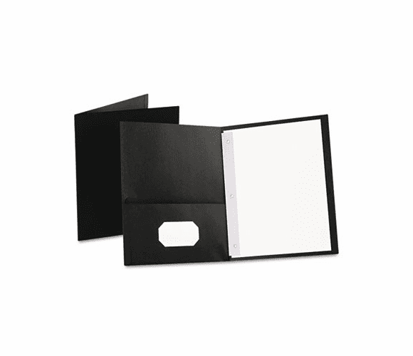 ESS57706 Paper Twin-Pocket Portfolio, Tang Clips, Letter, 1/2" Capacity, Black, 25/Box By ESSELTE PENDAFLEX CORP.