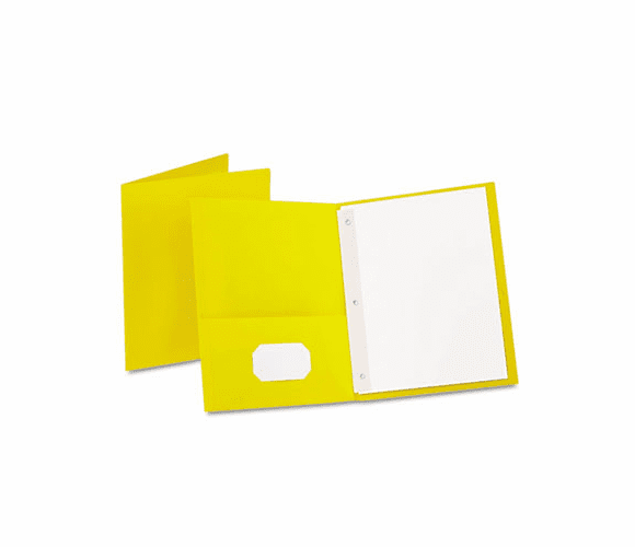 ESS57709 Twin-Pocket Portfolio, Tang Clips, Letter, 1/2" Capacity, Yellow, 25/Box By ESSELTE PENDAFLEX CORP.