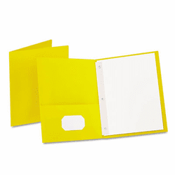 ESS57709 Twin-Pocket Portfolio, Tang Clips, Letter, 1/2" Capacity, Yellow, 25/Box By ESSELTE PENDAFLEX CORP.