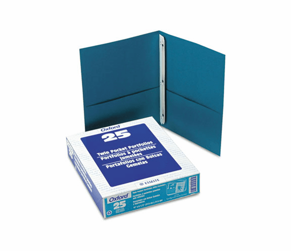 ESS57755 Paper Twin-Pocket Portfolio, Tang Clip, Letter, 1/2" Capacity, Teal, 25/Box By ESSELTE PENDAFLEX CORP.