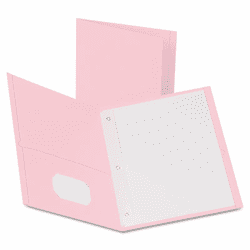 ESS57768 Twin-Pocket Portfolio w/Tang Fastener, Letter, 1/2" Cap., Pink, 25/Box By ESSELTE PENDAFLEX CORP.