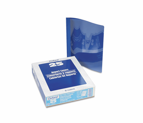 ESS58801 Coated Paper Cover, Tang Clip, Letter, 1/2" Capacity, Clear/Blue, 25/Box By ESSELTE PENDAFLEX CORP.