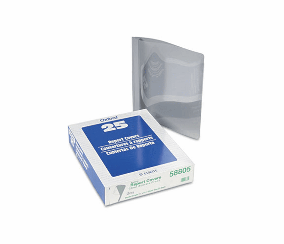 ESS58805 Coated Paper Report Cover, Tang Clip, Letter, 1/2" Capacity, Clear/Gray, 25/Box By ESSELTE PENDAFLEX CORP.
