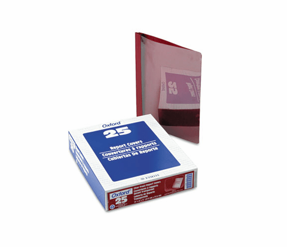 ESS58811 Coated Paper Report Cover, Tang Clip, Letter, 1/2" Capacity, Clear/Red, 25/Box By ESSELTE PENDAFLEX CORP.