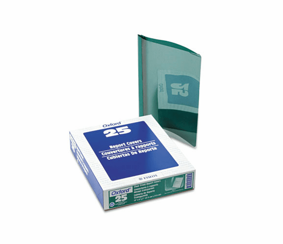 ESS58817 Coated Paper Report Cover, Tang Clip, Letter, 1/2" Capacity, Clear/Green, 25/Box By ESSELTE PENDAFLEX CORP.